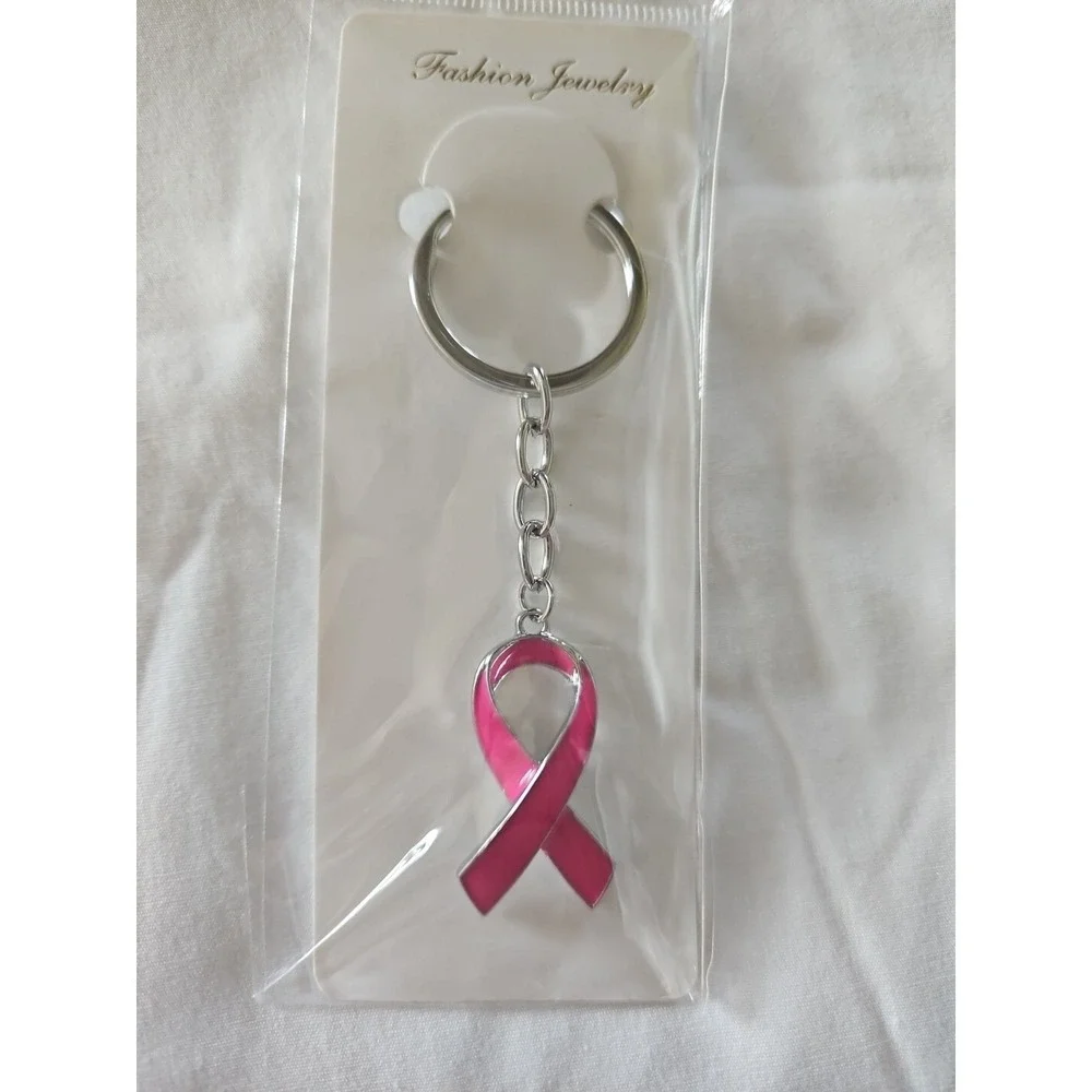 Breast Cancer Awareness Pink Ribbon Keychain‎